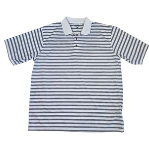 Pebble Beach White and Navy Striped Polo